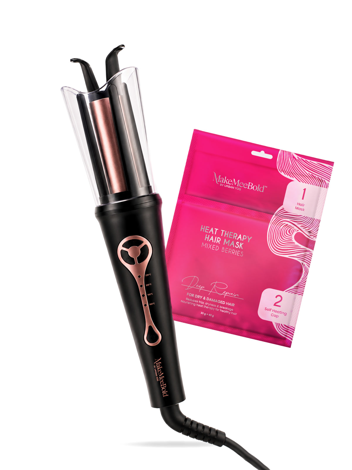 MakeMeeBold Automatic Hair Curler + MakeMeeBold Heat Therapy Hair Mask | Pack of 1