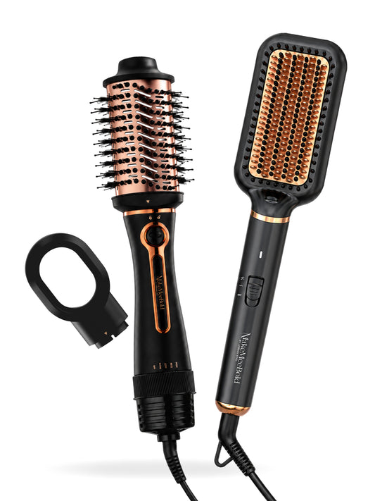 Makemeebold  3-in-1 Hot Air Brush + Frizz Free Straightening Brush