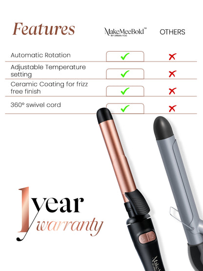 MakeMeeBold Rotating Hair Curling Iron by Urban Yog