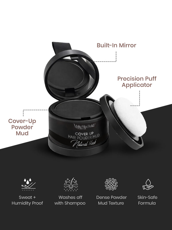 Makemeebold Cover up hair powder mud (Natural black)