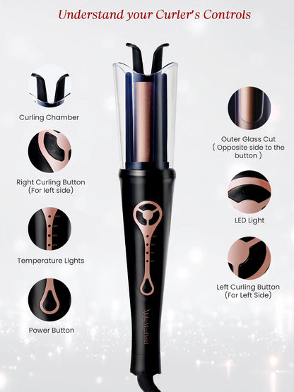 What’s in the box: automatic hair curler and warranty card