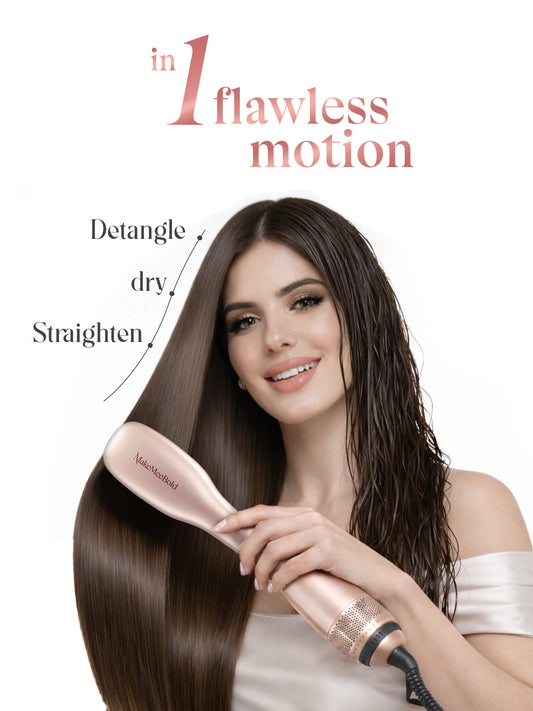 Hair straightener dryer combo that dries and straightens hair in one step