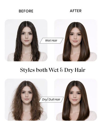 Hair straightener with brush and built-in overheat protection