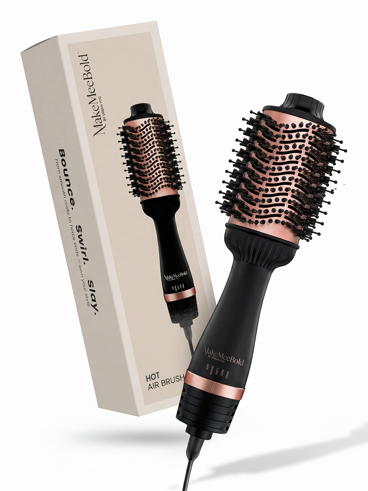 MakeMeeBold Hot Air Brush 1.0 hair dryer brush with black bristles